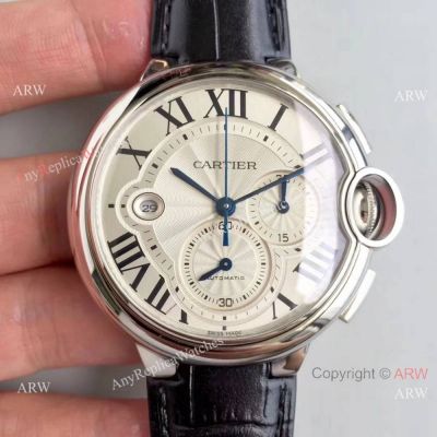 Swiss Replica Cartier Chronograph White Dial Watch 44mm